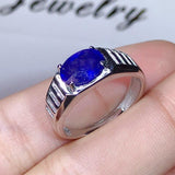 Stunning Solid Silver 2 Carat Natural Sapphire Men's Ring - ringsuniverse
