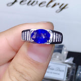 Stunning Solid Silver 2 Carat Natural Sapphire Men's Ring - ringsuniverse