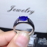 Stunning Solid Silver 2 Carat Natural Sapphire Men's Ring - ringsuniverse