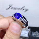Stunning Solid Silver 2 Carat Natural Sapphire Men's Ring - ringsuniverse