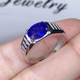 Stunning Solid Silver 2 Carat Natural Sapphire Men's Ring - ringsuniverse