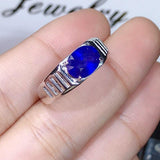 Stunning Solid Silver 2 Carat Natural Sapphire Men's Ring - ringsuniverse