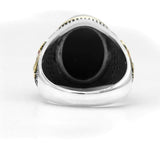 Peace Symbol Oval Black Natural Onyx Stone Ring - Rings Universe