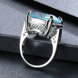 Vintage Silver Lab Created Aquamarine Fine Jewelry Ring - Rings Universe