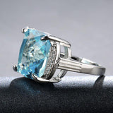 Vintage Silver Lab Created Aquamarine Fine Jewelry Ring - Rings Universe