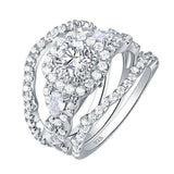 Impressive 2.7Ct White CZ Diamonds Blue Crystal Ring Set - Rings Universe