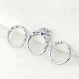 Impressive 2.7Ct White CZ Diamonds Blue Crystal Ring Set - Rings Universe