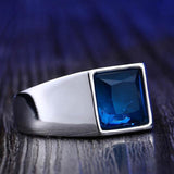 Stylish Square Embedding Green and Blue Crystal Rings - ringsuniverse