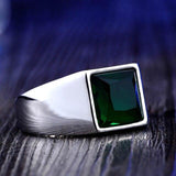 Stylish Square Embedding Green and Blue Crystal Rings - ringsuniverse