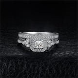 Princess Vintage Silver AAA+ CZ Diamonds Ring Set - ringsuniverse