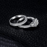 Princess Vintage Silver AAA+ CZ Diamonds Ring Set - ringsuniverse
