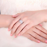 Princess Vintage Silver AAA+ CZ Diamonds Ring Set - ringsuniverse