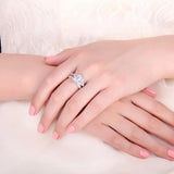 Princess Vintage Silver AAA+ CZ Diamonds Ring Set - ringsuniverse