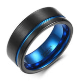 Tungsten Black Rose Gold Line Brushed Ring - Rings Universe