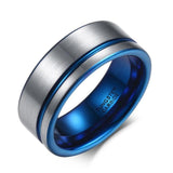 Tungsten Black Rose Gold Line Brushed Ring - Rings Universe