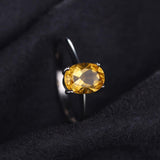 Delightful Genuine Citrine Silver Solitaire Ring - ringsuniverse