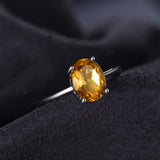 Delightful Genuine Citrine Silver Solitaire Ring - ringsuniverse