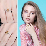Delightful Genuine Citrine Silver Solitaire Ring - ringsuniverse