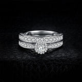 Vintage Silver AAA+ CZ Diamonds Bridal Ring Set - Rings Universe