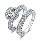Vintage Silver AAA+ CZ Diamonds Bridal Ring Set - Rings Universe