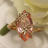 Huitan Country Olive Green Dragonfly Twine Wedding Women Ring Anniversary Oval Pretty Party Ring For Girl Amazon Hot Selling - ringsuniverse