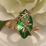 Huitan Country Olive Green Dragonfly Twine Wedding Women Ring Anniversary Oval Pretty Party Ring For Girl Amazon Hot Selling - ringsuniverse