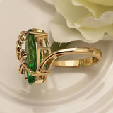 Huitan Country Olive Green Dragonfly Twine Wedding Women Ring Anniversary Oval Pretty Party Ring For Girl Amazon Hot Selling - ringsuniverse
