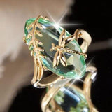 Huitan Country Olive Green Dragonfly Twine Wedding Women Ring Anniversary Oval Pretty Party Ring For Girl Amazon Hot Selling - ringsuniverse