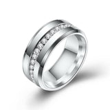 Black and Silver Color Cubic Zirconia Crystals Titanium Steel Rings For Women - ringsuniverse
