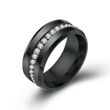 Black and Silver Color Cubic Zirconia Crystals Titanium Steel Rings For Women - ringsuniverse