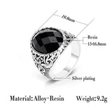 Wbmda Fashion Dubai Gold Men Ring Carving Pattern Mosaic Oval Black Stone Antique Ring Vintage Jewelry Wholesale - ringsuniverse