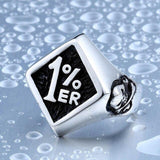 Stainless Steel One Percenter Biker Punk Ring - ringsuniverse