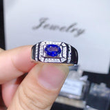 Elegant 1 Carat Natural Sapphire Men's Ring in 925 Pure Silver - ringsuniverse