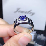 Elegant 1 Carat Natural Sapphire Men's Ring in 925 Pure Silver - ringsuniverse