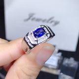 Elegant 1 Carat Natural Sapphire Men's Ring in 925 Pure Silver - ringsuniverse