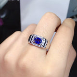 Elegant 1 Carat Natural Sapphire Men's Ring in 925 Pure Silver - ringsuniverse
