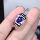 Elegant 1 Carat Natural Sapphire Men's Ring in 925 Pure Silver - ringsuniverse