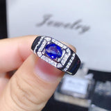 Elegant 1 Carat Natural Sapphire Men's Ring in 925 Pure Silver - ringsuniverse