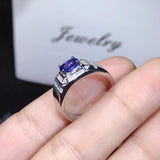 Elegant 1 Carat Natural Sapphire Men's Ring in 925 Pure Silver - ringsuniverse