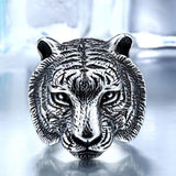 Domineering Tiger Head Unique Animal Biker Ring - ringsuniverse