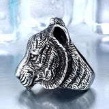 Domineering Tiger Head Unique Animal Biker Ring - ringsuniverse