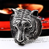 Domineering Tiger Head Unique Animal Biker Ring - ringsuniverse