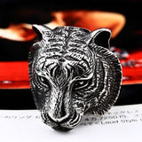 Domineering Tiger Head Unique Animal Biker Ring - ringsuniverse