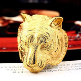 Domineering Tiger Head Unique Animal Biker Ring - ringsuniverse