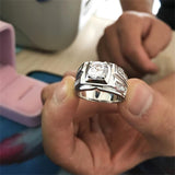Luxury Men's Silver 1 Carat Zirconia Diamond Ring - ringsuniverse