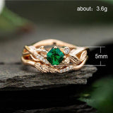 Romantic Plant Rings Geometric Green AAA Cubic Zircon Ring - Rings Universe