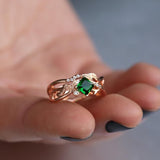 Romantic Plant Rings Geometric Green AAA Cubic Zircon Ring - Rings Universe