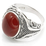 Silver Red Onyx Stone Transparent CZ men's Ring - Rings Universe