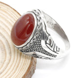Silver Red Onyx Stone Transparent CZ men's Ring - Rings Universe