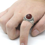 Silver Red Onyx Stone Transparent CZ men's Ring - Rings Universe